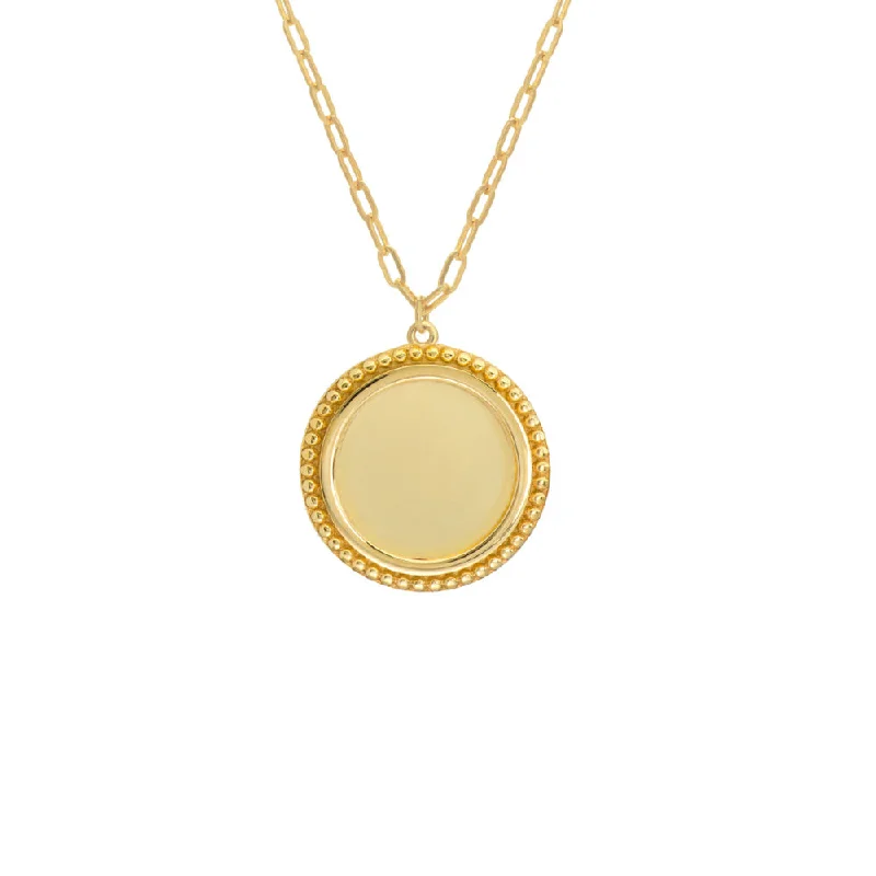 14k Yellow Gold Engravable Disc Pendant Necklace 22"