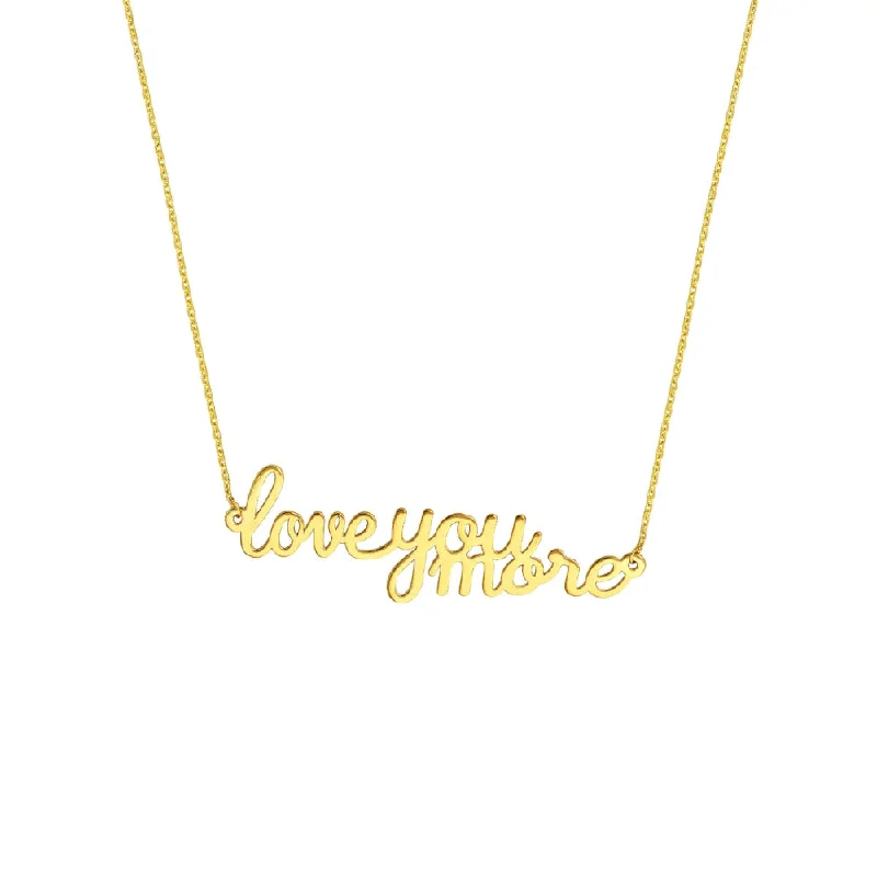 14k Yellow Gold 'I Love You More' Pendant Necklace