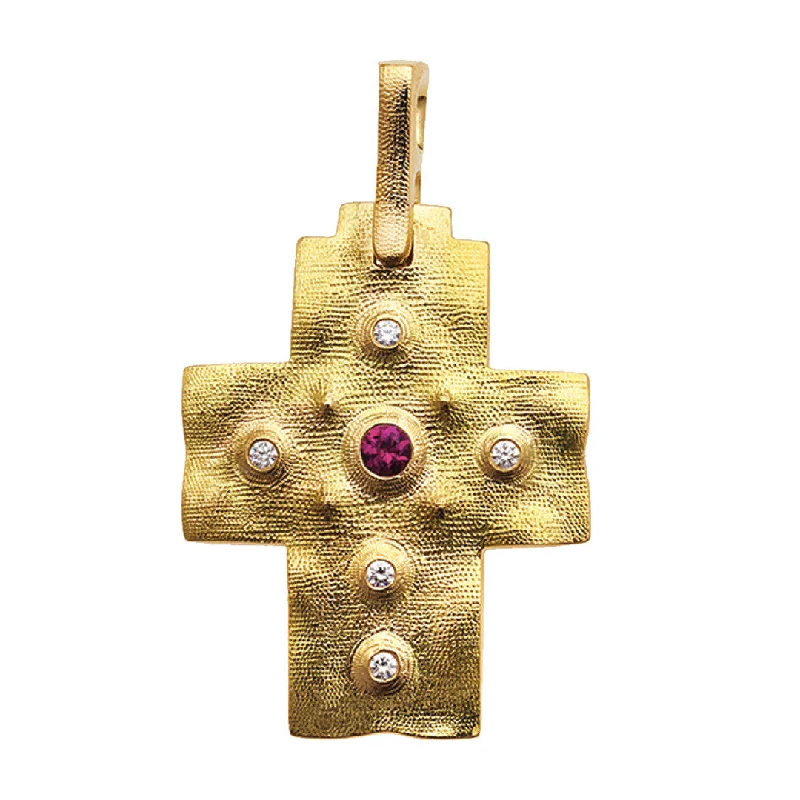 Alex Sepkus Raised Cross Pendant Necklace - M-100RUBY