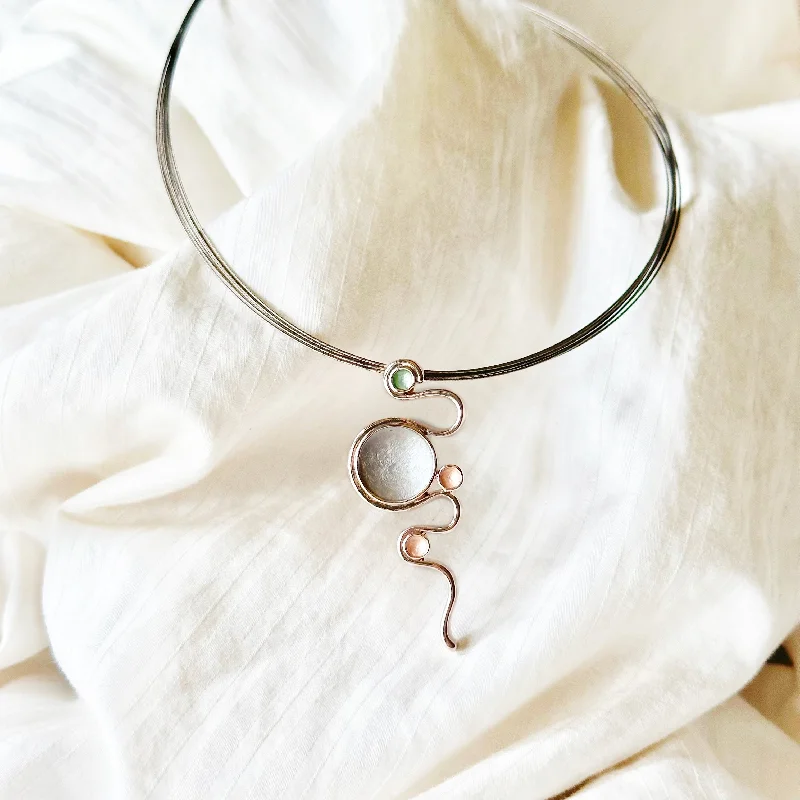 Black Diamond Necklace Boho Style Green Gray Serpentine Necklace