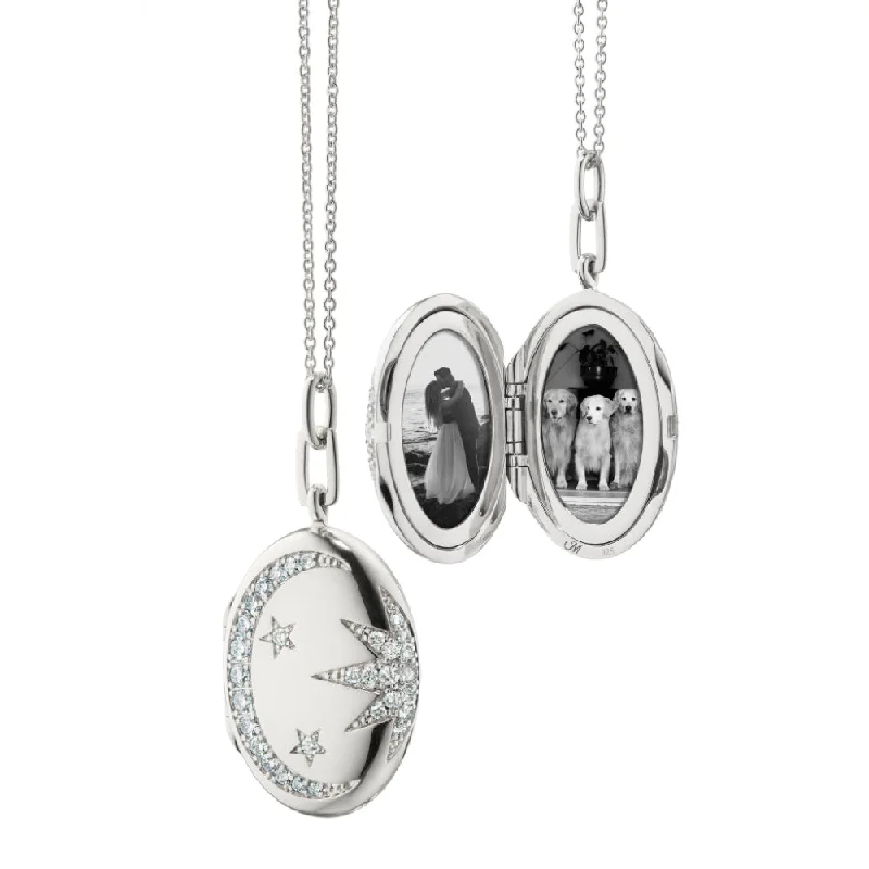 Personalized Engraved Pendant Monica Rich Kosann Galaxy White Sapphire Locket Necklace
