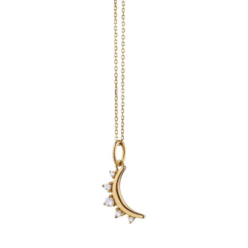 April Diamond "Moon" 18K Gold Birthstone Necklace