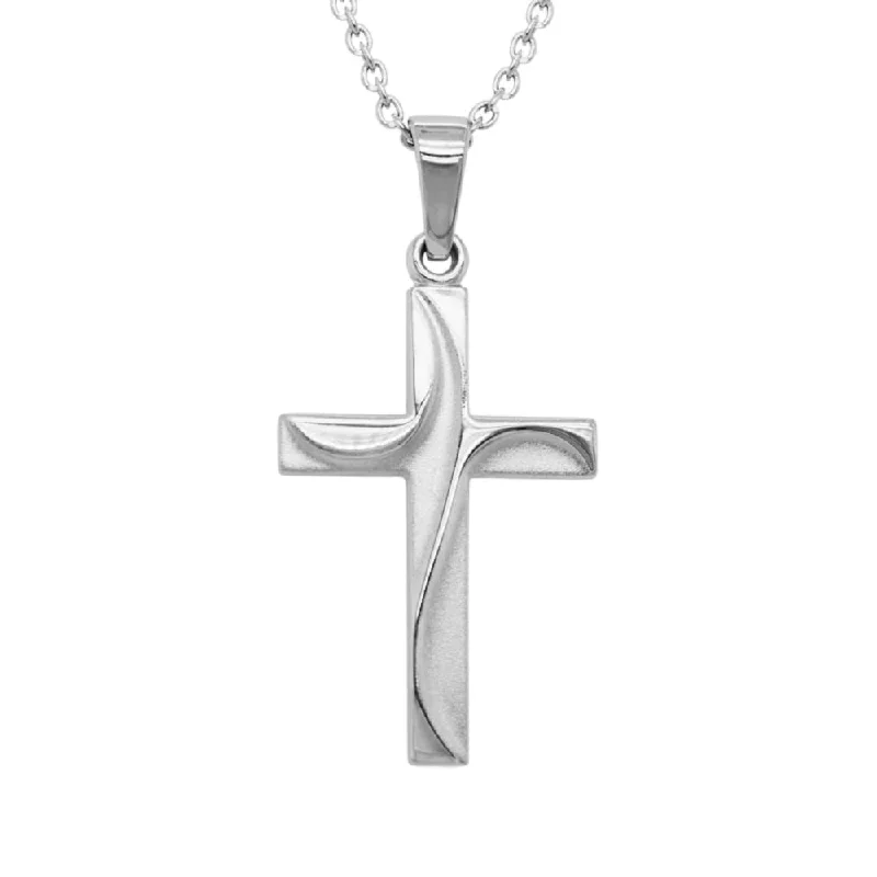 Sterling Silver Embossed Cross Pendant Necklace