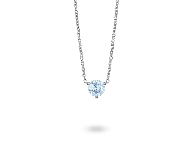 LIGHTBOX Lab-Grown Diamond 1ct Blue Round Solitaire necklace, 14k gold