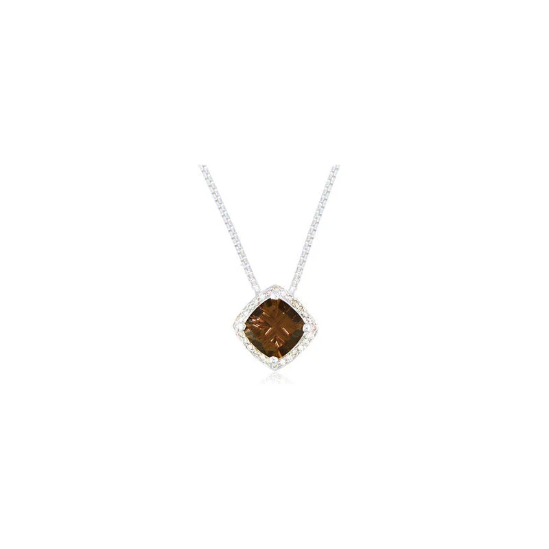 Pietra Collection Petite Rich Chocolate Quartz and Diamond Pendant