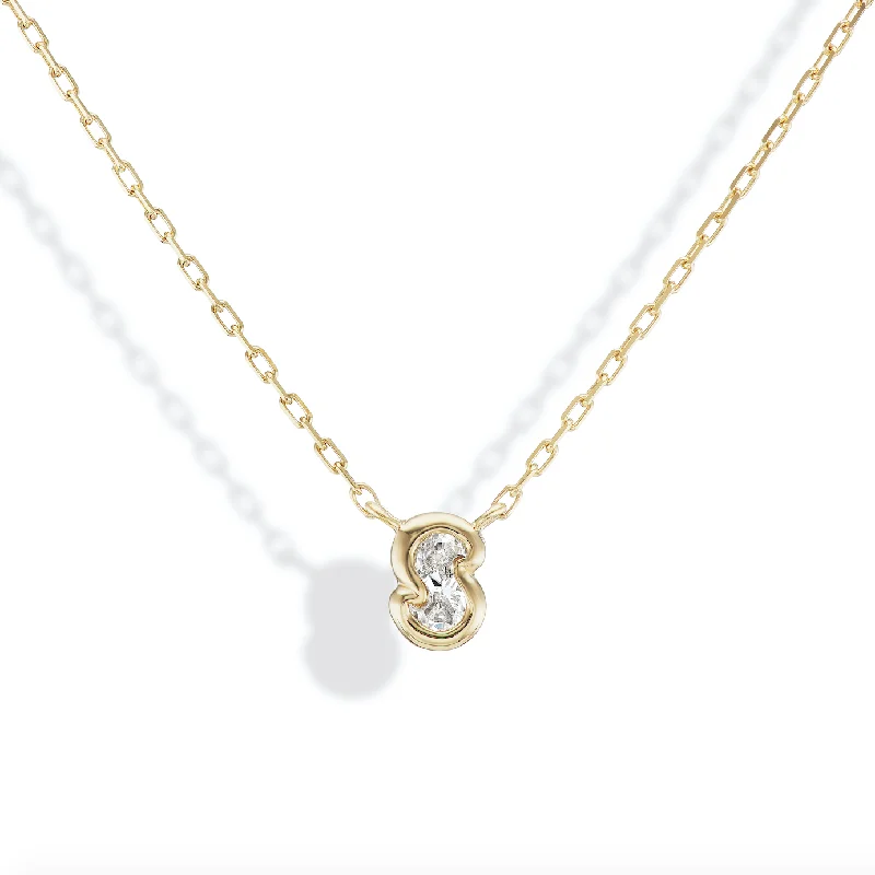 Bubble Bezel Necklace White Diamond Letter