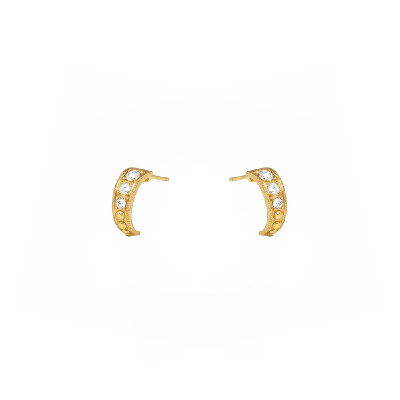 14 Karat Yellow Gold AMELIA Half Diamond Hoop earrings