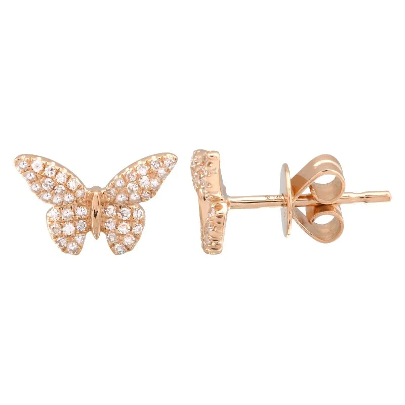Marquise Diamond Ring 14K Rose Gold Butterfly Diamond Earrings