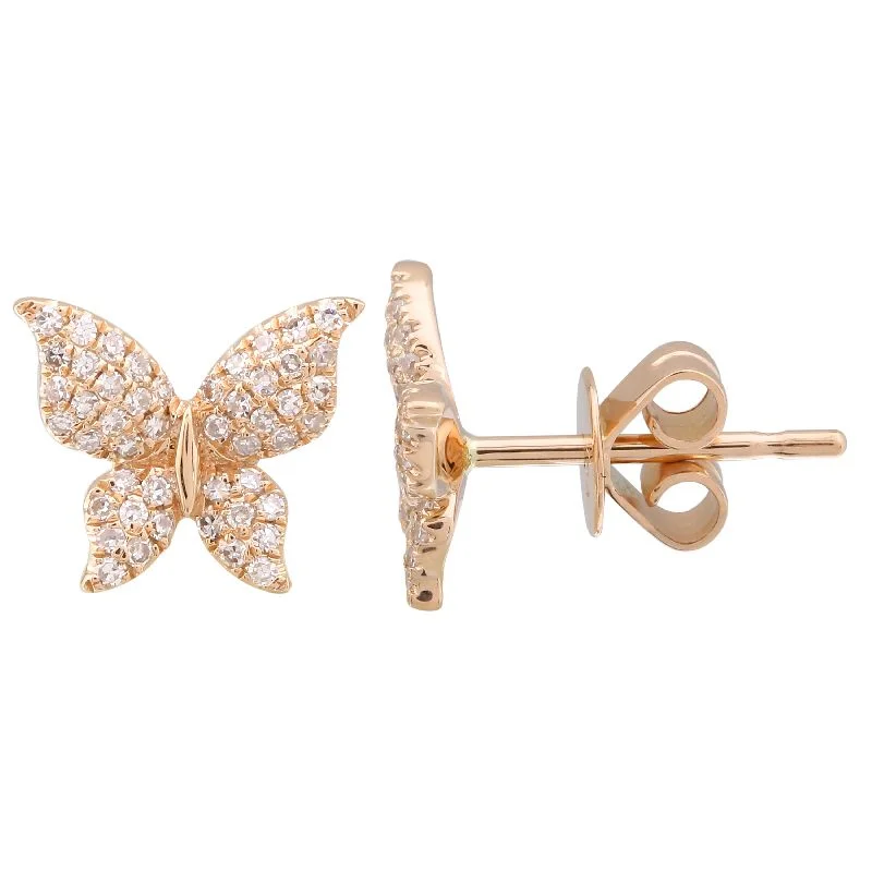 Elegant Gemstone Bracelet 14K Rose Gold Butterfly Diamond Earrings