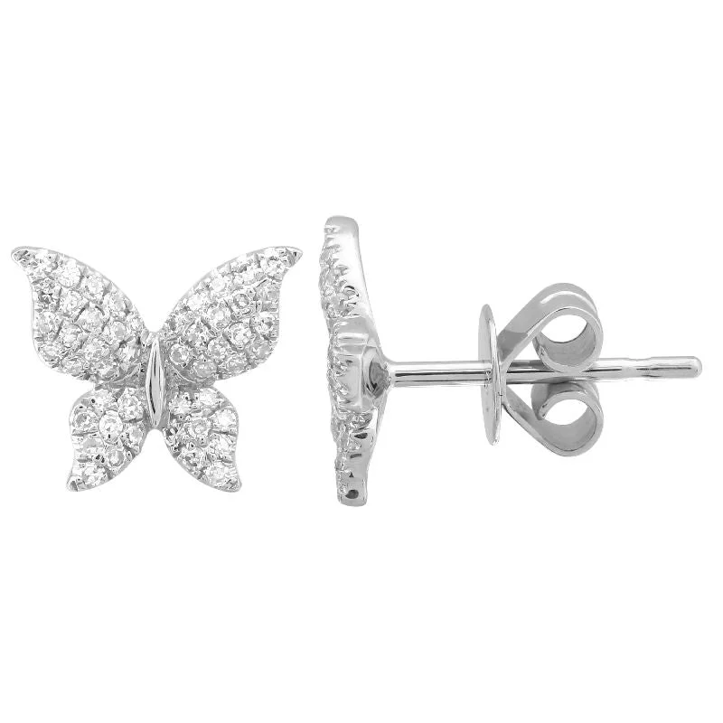 Silver Infinity Necklace 14K White Gold Butterfly Diamond Earrings