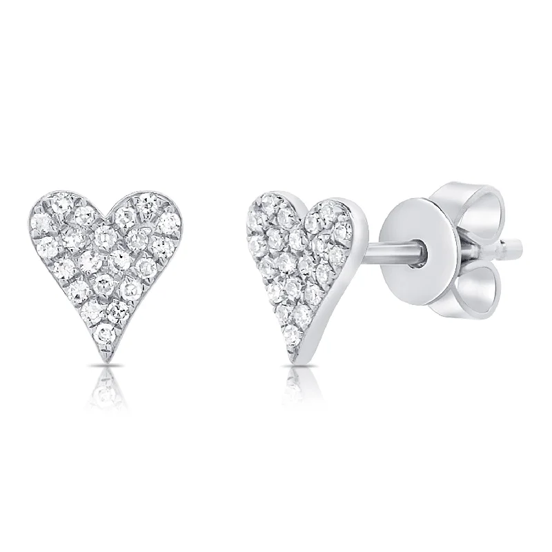 Ruby Statement Ring 14K White Gold Diamond Elongated Heart Stud Earrings