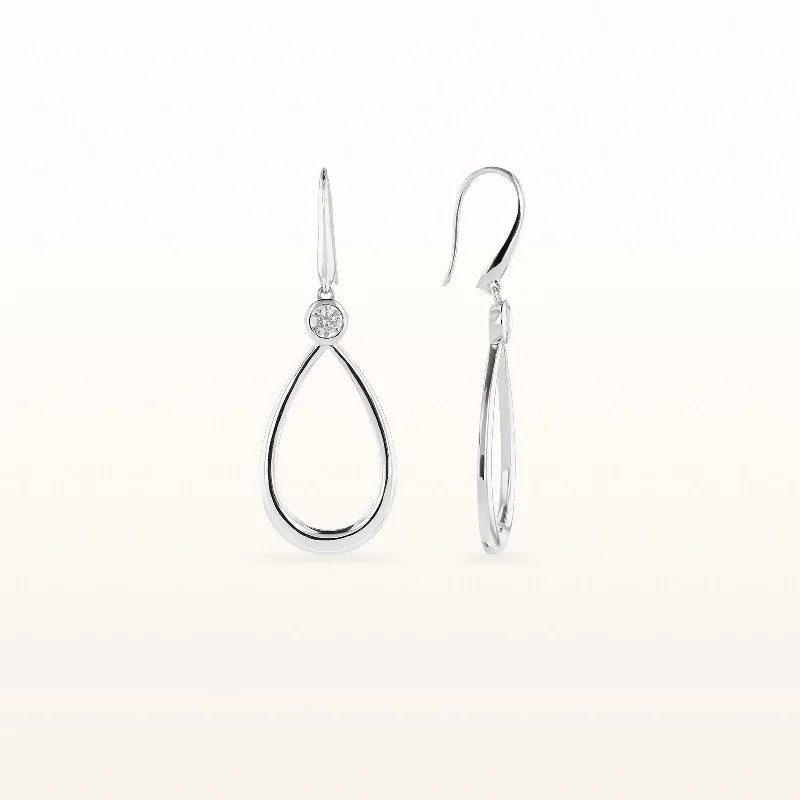 14kt White Gold Teardrop Earrings with Round Diamonds or Gemstones