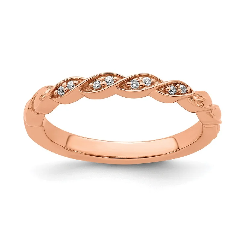 2.5mm 14k Rose Gold .04 Ctw Diamond Stackable Twist Band