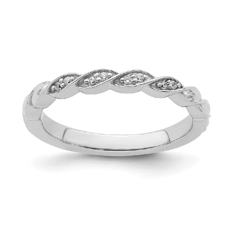 2.5mm 14k White Gold .04 Ctw Diamond Stackable Twist Band