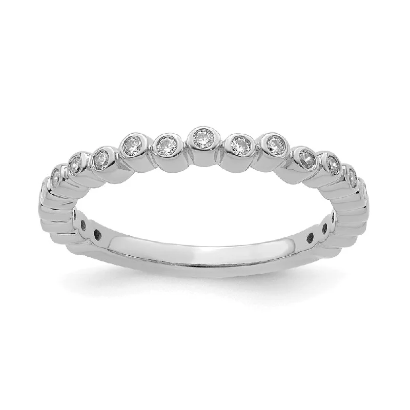 2.5mm 14k White Gold 1/10 Ctw Diamond Stackable Band