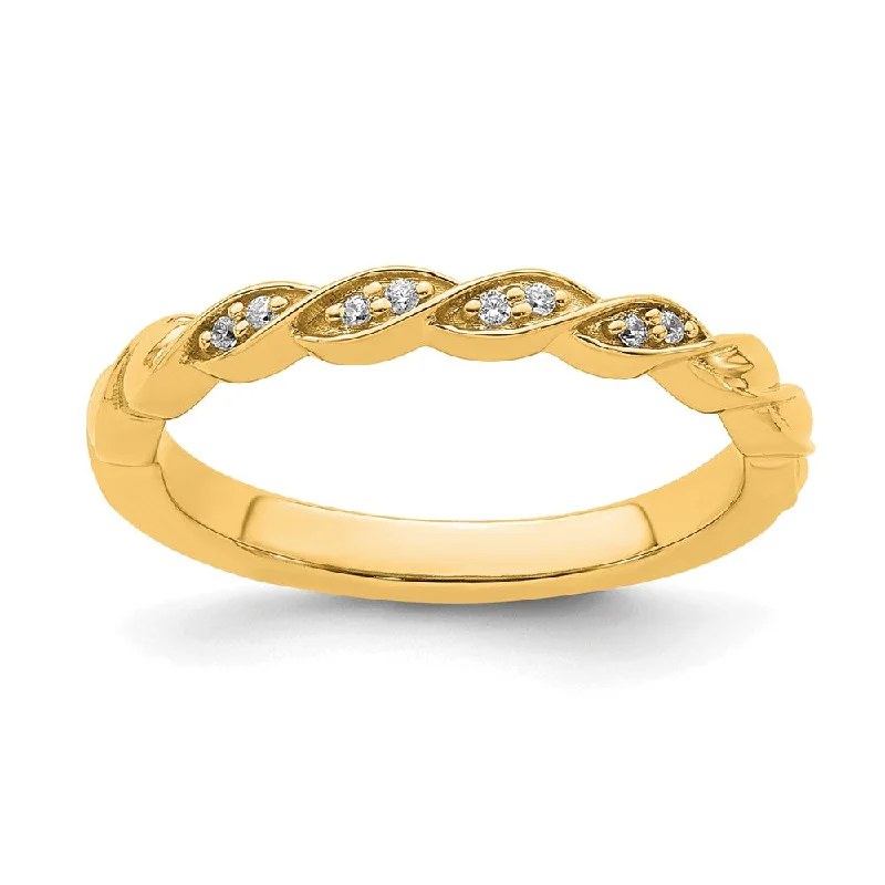 2.5mm 14k Yellow Gold .04 Ctw Diamond Stackable Twist Band