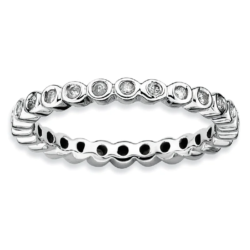 2.5mm Sterling Silver Stackable 1/3 Cttw HI/I3 Diamond Band