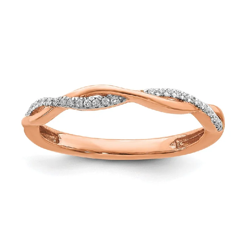 2mm 14k Rose Gold 1/15 Ctw Diamond Stackable Twist Band