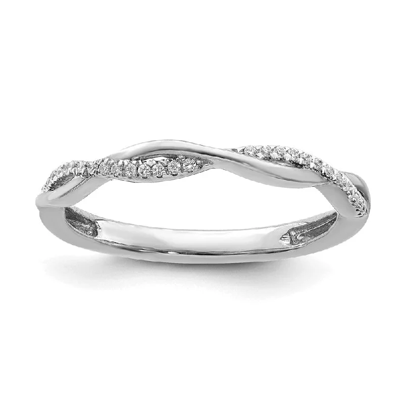 2mm 14k White Gold 1/15 Ctw Diamond Stackable Twist Band