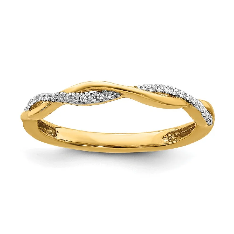 2mm 14k Yellow Gold 1/15 Ctw Diamond Stackable Twist Band