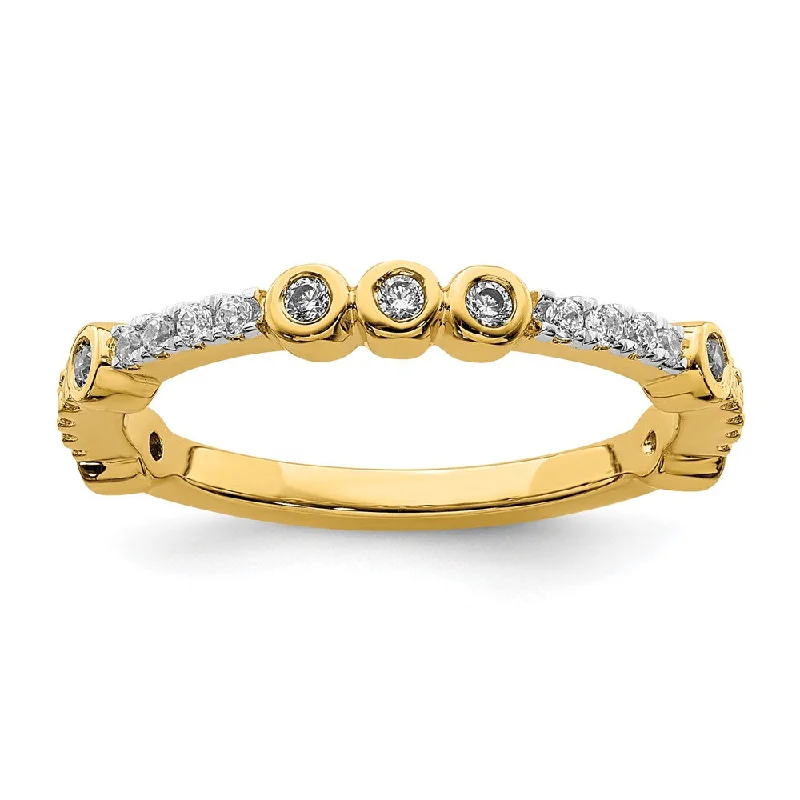 2mm 14k Yellow Gold White Topaz & .08 Ctw Diamond Stackable Band