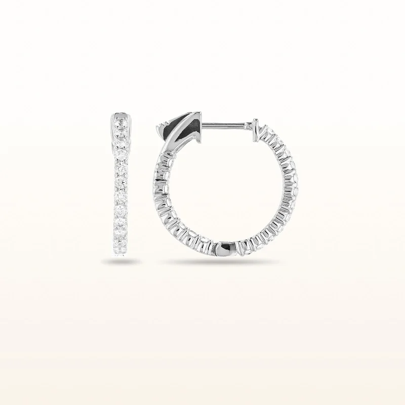 3/4 ctw Diamond Inside/Outside 3/4" Hoop Earrings in 14kt White Gold