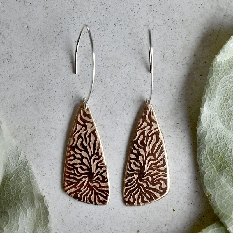 'Coral' Copper Triangular Drop Earrings