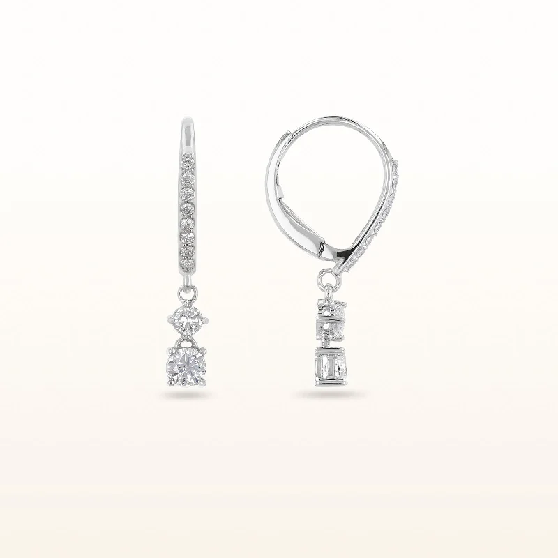 Double Round Diamond Drop Earrings in 14kt White Gold