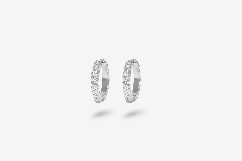 Elegant Cuff Bracelet IX Mini Crunchy Edge Silver Hoop