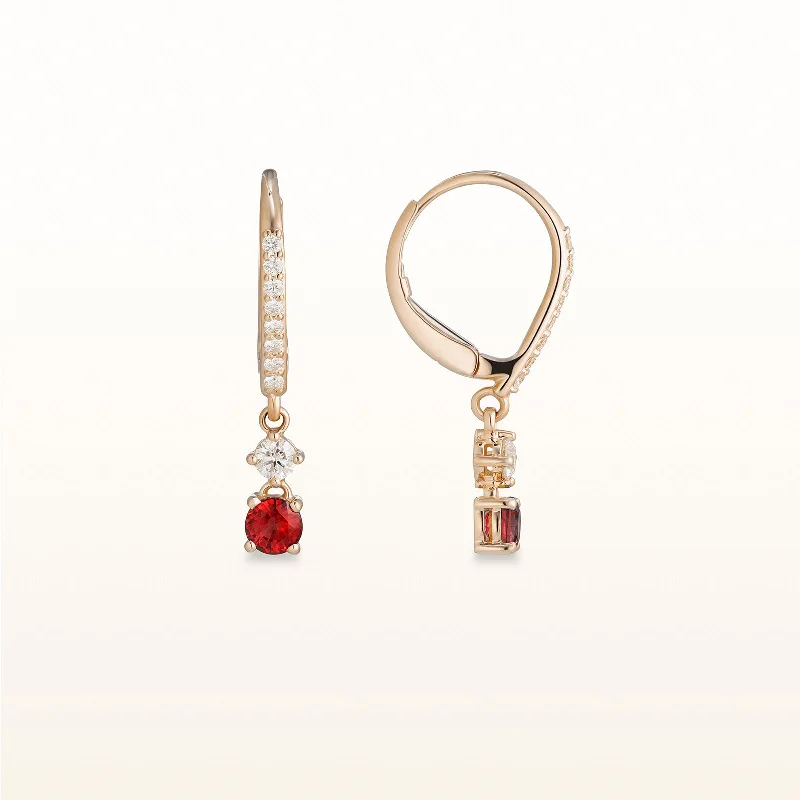 Gemstone and Diamond Drop Earrings in 14kt Rose Gold