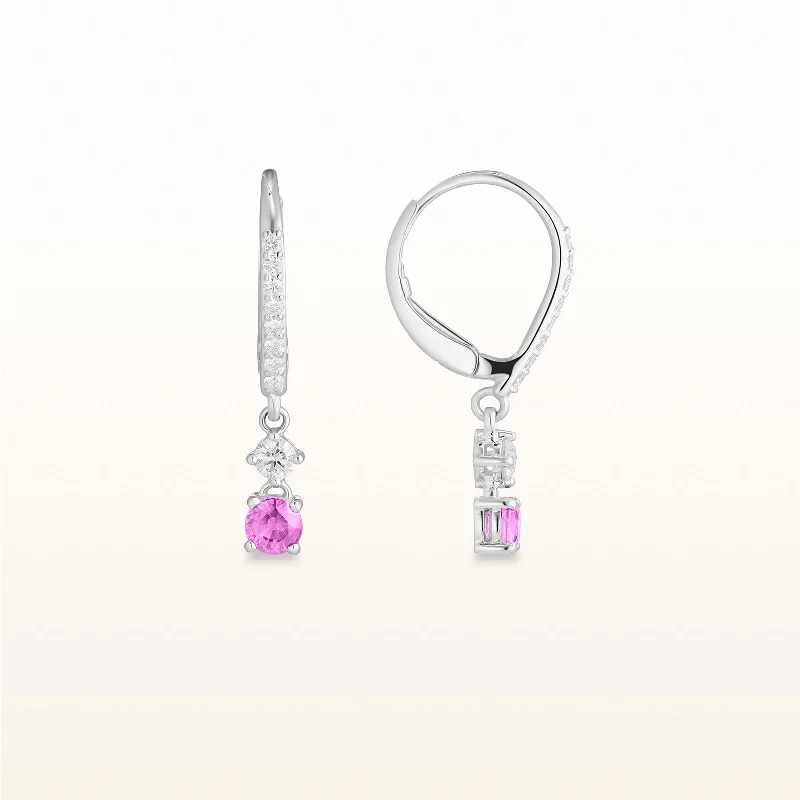 Gemstone and Diamond Drop Earrings in 14kt White Gold