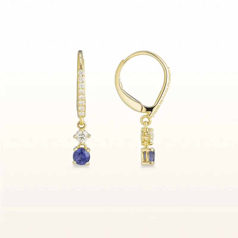 Gemstone and Diamond Drop Earrings in 14kt Yellow Gold