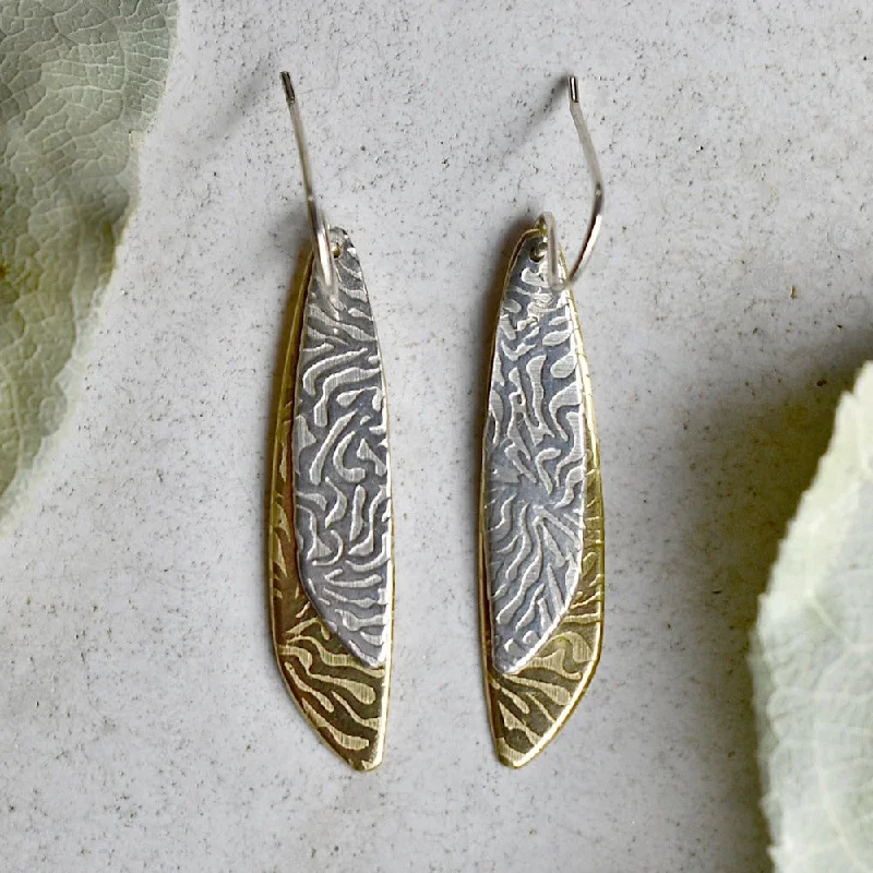 'Lure' Silver & Brass Double Drop Earrings