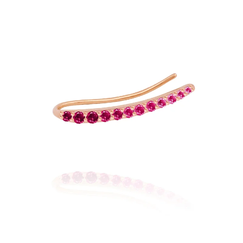 Handmade Gemstone Bracelet Ruby Ocean Tide 18K Rosegold Earring w. Rubies