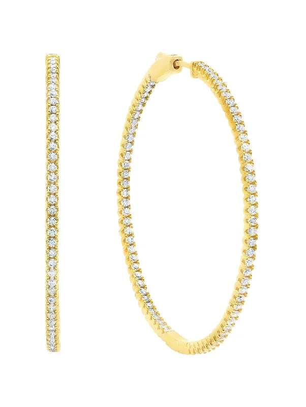 Garnet Drop Earrings Medium Pave Hoop Earrings Finished in 18kt Yellow Gold