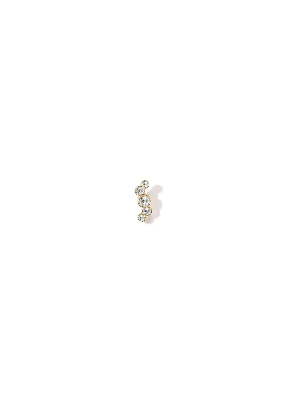 Sterling Silver Hoops Elysia Whisper Wave 14k Gold Studs w. Diamonds