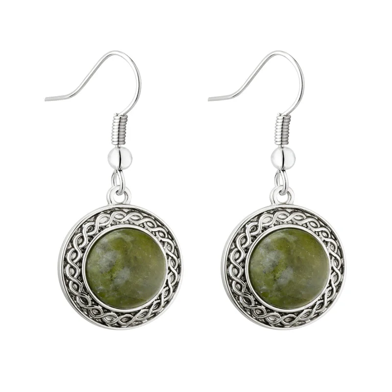 Silver Infinity Necklace Connemara Marble Celtic Drop Earrings