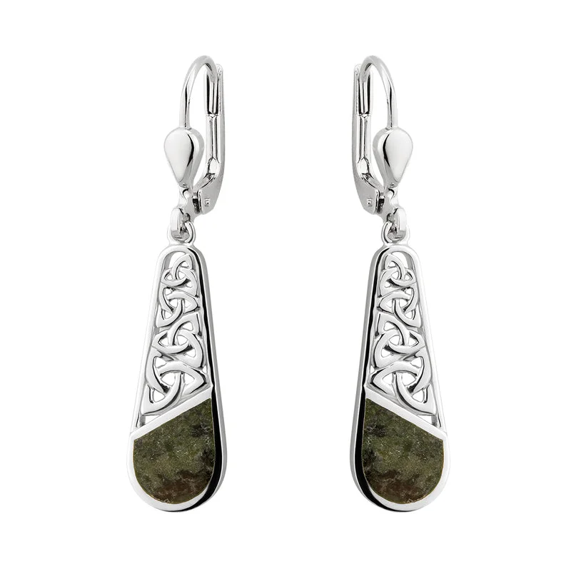 Yellow Gold Bracelet Silver Marble Trinity Knot Drop Earrings
