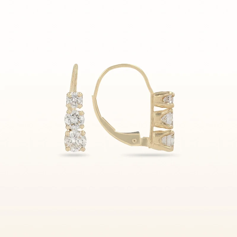 Three-Stone Diamond Drop Earrings in 14kt Yellow Gold