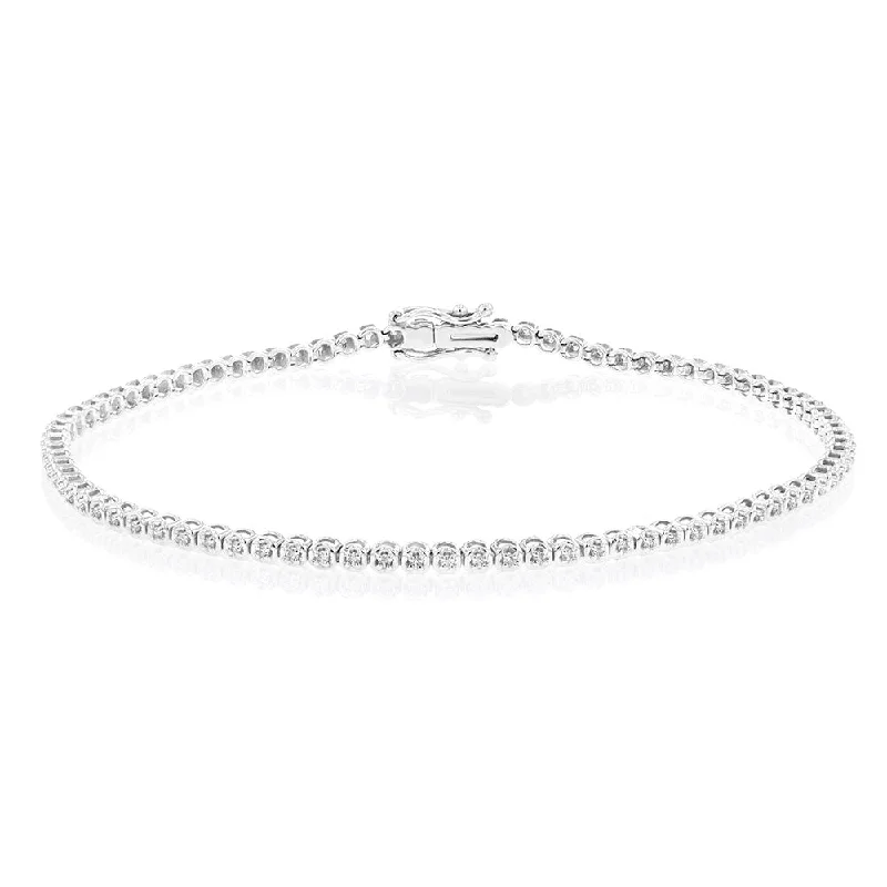 1/4 Carat Luminesce Lab Grown Diamond Silver Tennis Bracelet Length 17.5cm