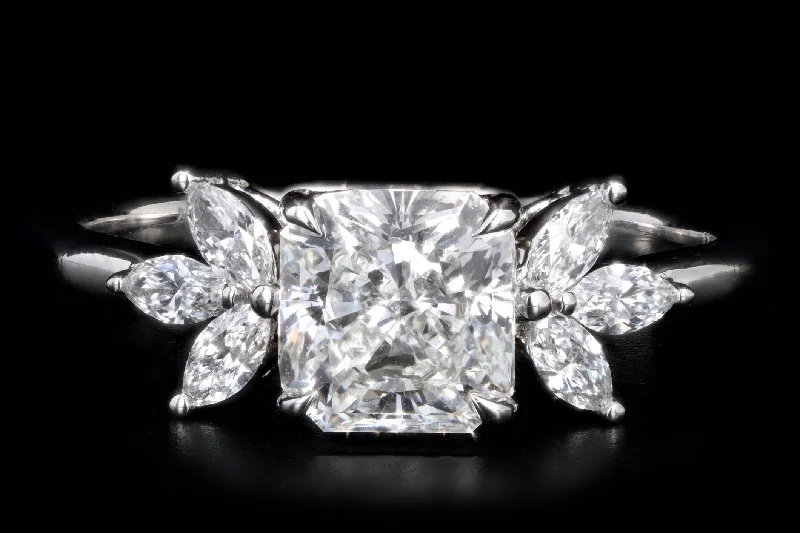 Handmade Gemstone Bracelet 1.50 Carat Radiant Diamond Floral Marquise Engagement Ring in Platinum GIA Certified Handmade Gemstone Bracelet 1.50 Carat Radiant Diamond Floral Marquise Engagement Ring in Platinum GIA Certified