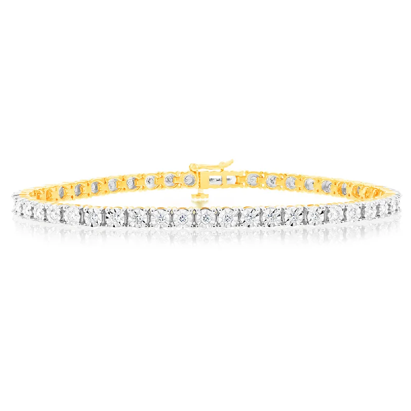 1 Carat Diamond Tennis Bracelet in 9ct Yellow Gold