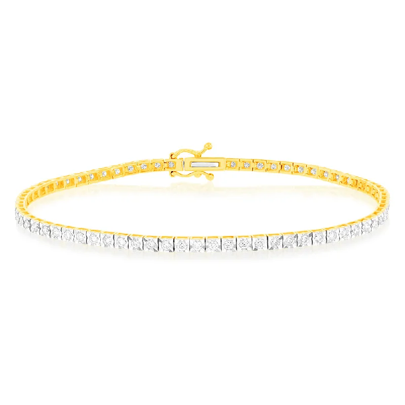 1 Carat Luminesce Lab Grown Diamond Tennis Bracelet in 9ct Yellow Gold