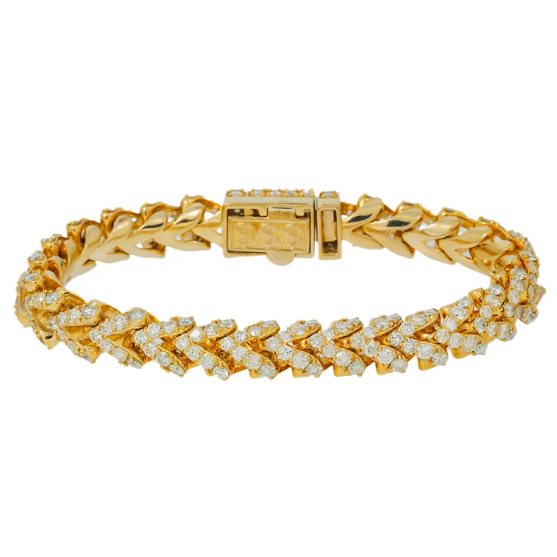 10K GOLD 10MM ROUND DIAMONDS MILLENNIUM FRANCO LINK BRACELET 13.00 CT