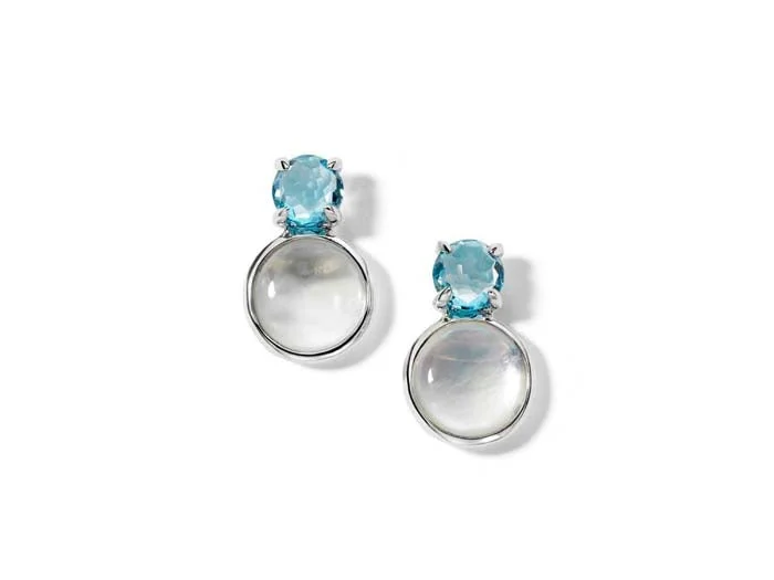 Elegant Diamond Ring Ippolita "Rock Candy" Luce Collection Swiss Blue Topaz Small Snowman Post Earrings in Sterling Silver