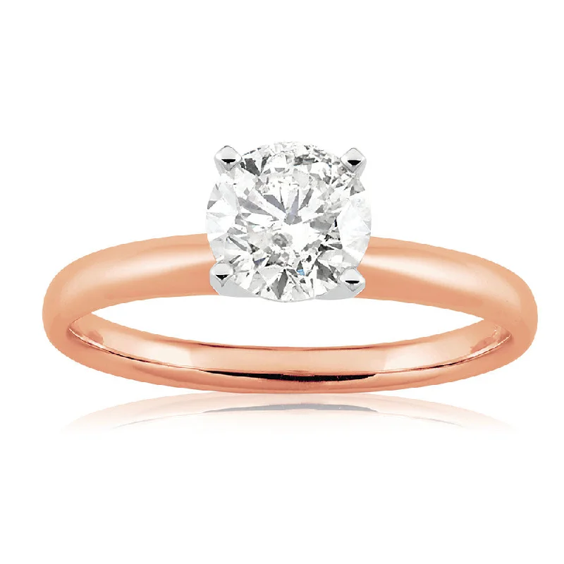 14ct Rose Gold Solitaire Ring With 1 Carat Of Diamonds