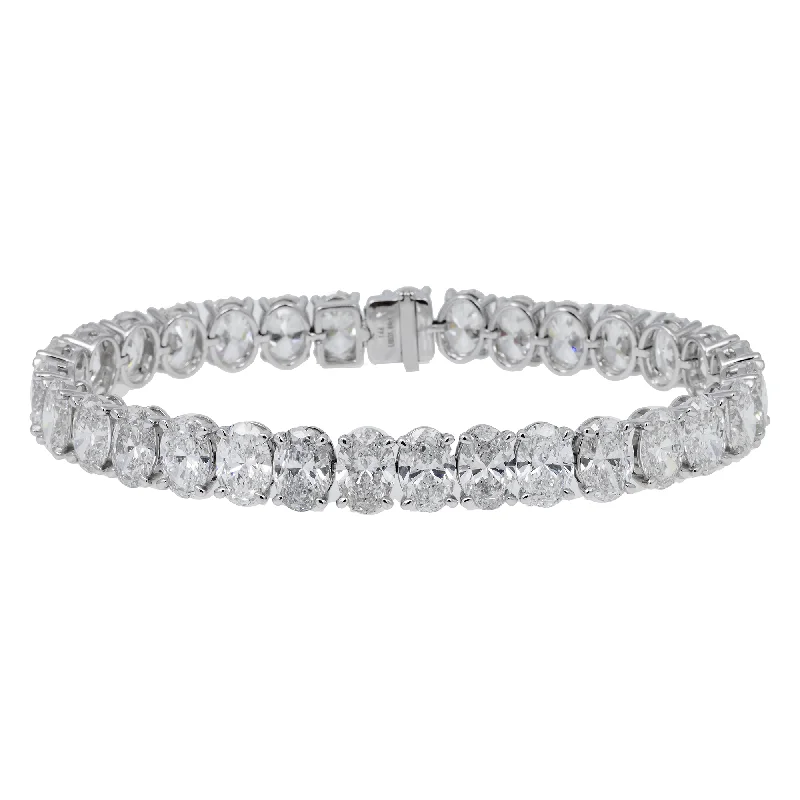 14K GOLD OVAL LAB DIAMOND TENNIS BRACELET 31.84 CT