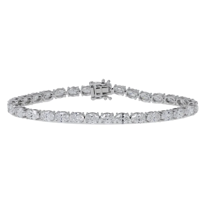 14K GOLD OVAL LAB DIAMOND TENNIS BRACELET 9.47 CT