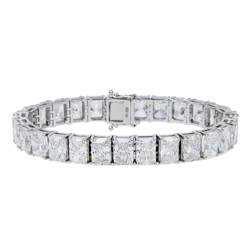 14K GOLD RADIANT CUT LAB DIAMOND TENNIS BRACELET 39.50 CT