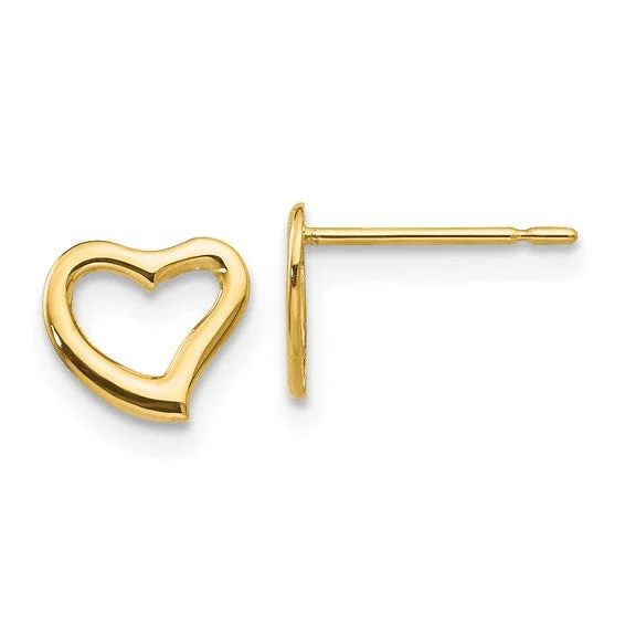 Multi-Layer Necklace 14k Gold Open Heart Post Earrings